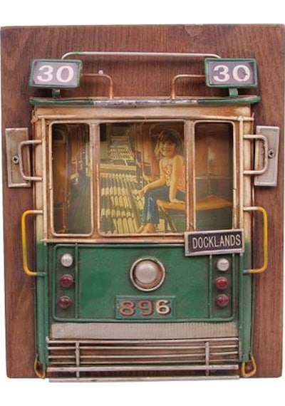 Dekoratif Metal Çerçeve Tramvay Dekorlu Vintage Hediyelik