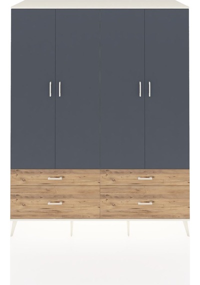 Kronos Gardrop 10 Raflı 4 Çekmeceli 4 Kapaklı 176x59x221 Aytaşı-antrasit/çam Antrasit/çam Kronos Gardrop 10 Raflı 4 Çekmeceli 4 Kapaklı 176x59x221 Aytaşı-antrasit/çam Antrasit/çam