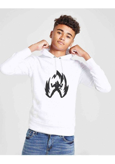 Tshirthane Silhouette Dragon Ball 2 Baskılı Unisex Çocuk Kapüşonlu Sweat (528630823) Beyaz