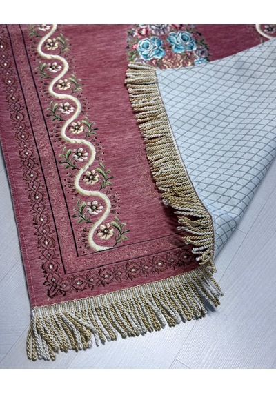 Kadife Astarlı Seccade Ve Kristal Tesbih Özel Kutulu Lüks Hediyelik Çeyizlik Set Pembe