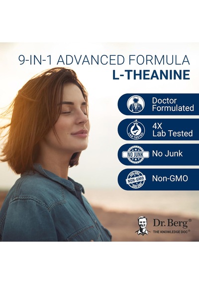 Dr. Berg L-theanine With Ashwa/gandha & L-tyrosine, Zinc & Manganese Adrenal Support Advanced 9-in-1