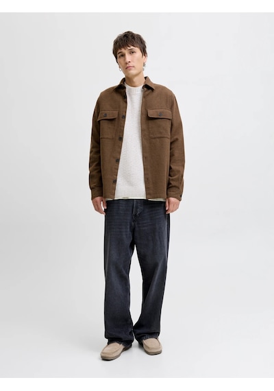 Jack & Jones Jack&jones Jprrayle Melange Solid L/s Erkek Gömlek 12286840 Kahverengi
