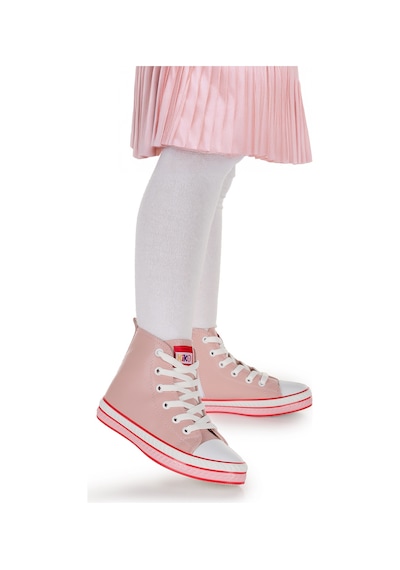 Kiko Kids Pant Günlük Bağcıklı Fermuarlı Kız Bebek Spor Ayakkabı Pudra Pudra