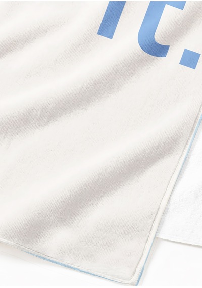 Modern Tipografik Mavi Beyaz Plaj Havlusu - Minimalist Yazı Temalı Hızlı Kuruyan Mikrofiber Havlu Keten Tınısı