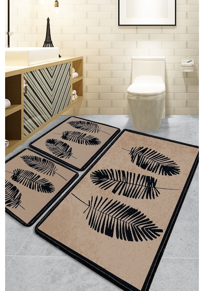 Chilai Home Hoja Bej 3'lü Set 60x100 Cm 50x60 Cm 40x60 Cm Banyo Halısı Djt Bej
