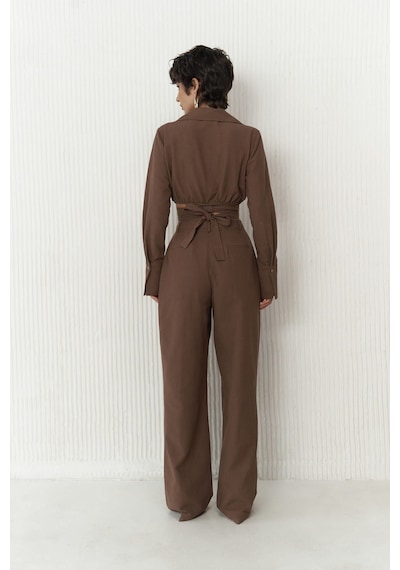 Mai Collection Mai Studios Co. Estila Kahve Crop Pantolon Takım Kahve
