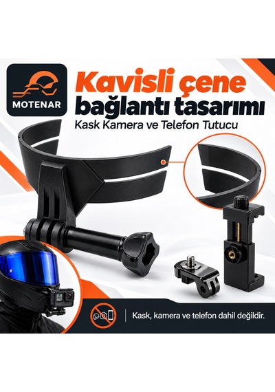 Motenar Yapışkanlı Kask Kamera Ve Telefon Tutucu Siyah