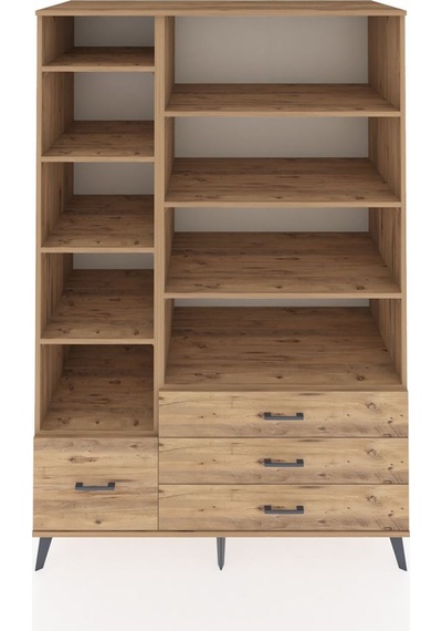 Kronos Dolap 9 Raflı 4 Çekmeceli 132x59x195 Çam-çam/çam Çam