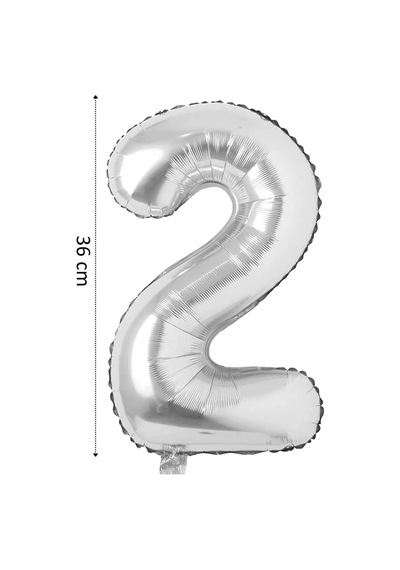 Folyo Balon 2 Rakamı Helyum Balon 36 Cm Gümüş Renk -silver Ballons - 2 Number Ballon Çok Renkli