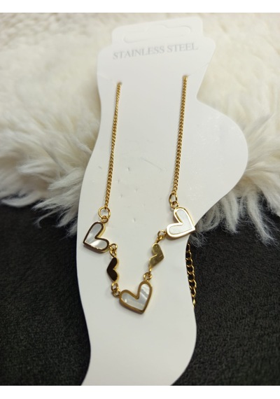 Stainless Steel Sedef Kalp Çelik Halhal Gold