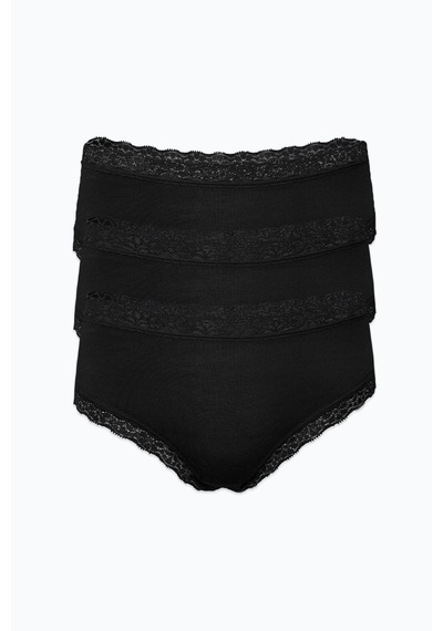 Malabadi Kadın 3'lü Paket Ultra Yumuşak Micro Modal Dantelli Slip Külot 3m700 Siyah