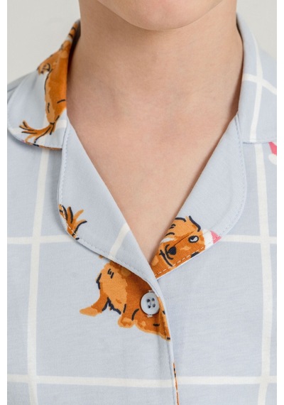 Rolypoly Kız Çocuk Cute Puppy Mavi Gömlek Pijama Takımı Rp3908-c-v2 Rp3908-c-v2