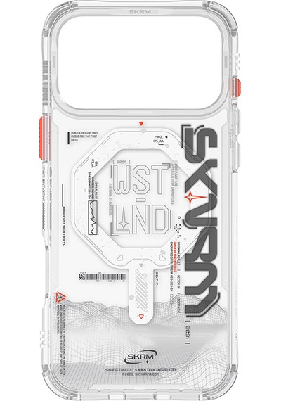 Apple Uyumlu iPhone 17 Pro Kılıf Skinarma M-safe Şarjlı Yazı Desenli Airbag Tasarımlı Sonix Kapak Şeffaf Şeffaf