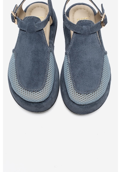 Luvi Shoes Lurelıa Kot Mavi Süet Hakiki Deri Fileli Kadın Sandalet