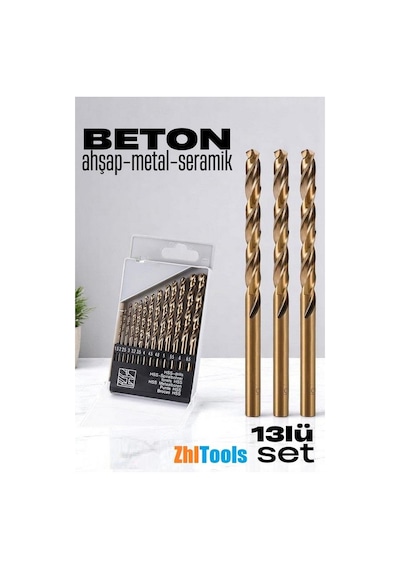 Zhltools Beton Matkap Ucu Seti- Çelik Beton Metal Ahşap Matkap 13 Lü Set