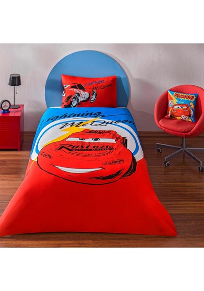 Disney Cars Mcqueen Tek Kişilik Pamuk Nevresim Takımı Çok renkli