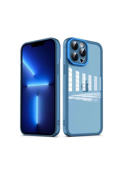 Apple Uyumlu iPhone 13 Pro Max Kamera Korumalı Transparan Csm Zore Post Kılıf-mavi