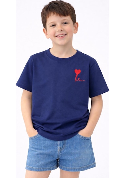 Erdem Kıds Kız Erkek Çocuk Oversize Nakışlı Pamuklu Unisex Yazlık T-shirt Lacivert Lacivert Erdem Kıds Kız Erkek Çocuk Oversize Nakışlı Pamuklu Unisex Yazlık T-shirt Lacivert Lacivert