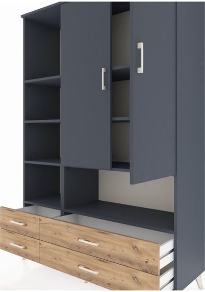 Hyperion Dolap 8 Raflı 4 Çekmeceli 2 Kapaklı 132x44x195 Antrasit-antrasit/çam Antrasıt/atlas Çam - Antrasıt Hyperion Dolap 8 Raflı 4 Çekmeceli 2 Kapaklı 132x44x195 Antrasit-antrasit/çam Antrasıt/atlas Çam - Antrasıt