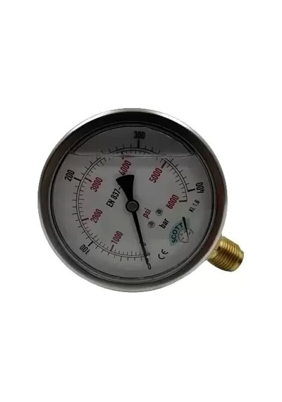 Ø 100 - 0 - 400 Bar 1/2 Gliserinli Alttan Çıkışlı Manometre