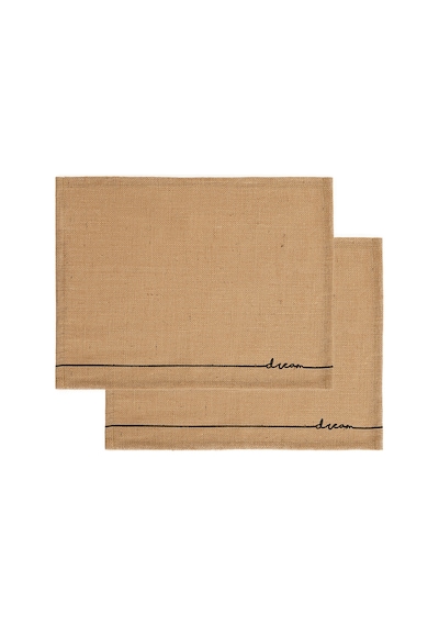 2 Adet Jüt Dream Baskılı Sofra Sunum Tabak Altlığı Supla Amerikan Servisi 45 x 35 CM Bej