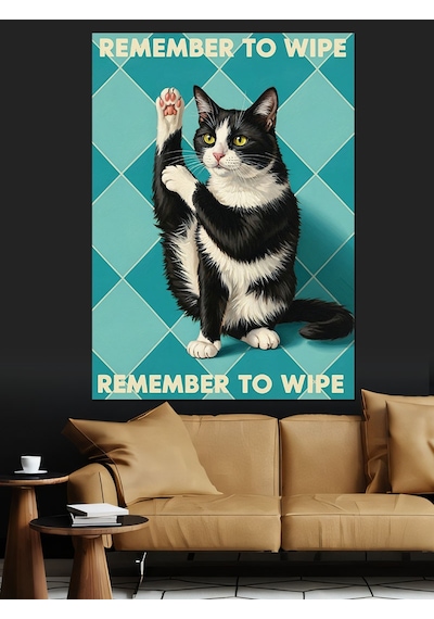 Kara Kedi Unut Silmeyi Dekoratif Kanvas - Mdf Ahşap Tablo