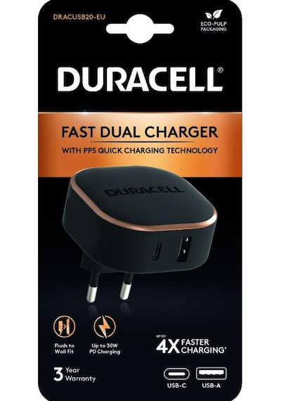Duracell PD 30W+PPS 18W Şarj Adaptörü Siyah