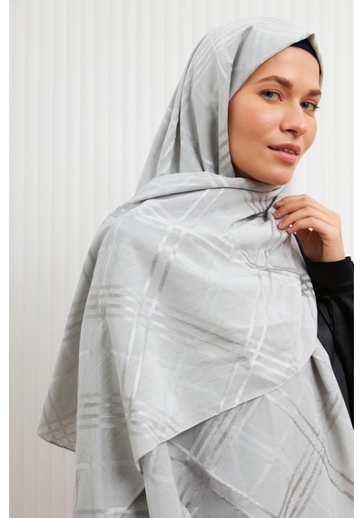 Mirsoy Scarf Aura Desen Pamuk Jakar Şal Gri