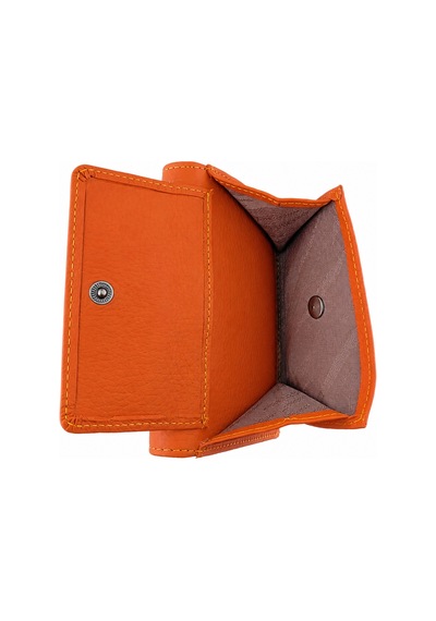 Alphaclub Bag Kadın Hakiki Deri Turuncu Renk Çıtçıtlı Kartlık Ve Cüzdan