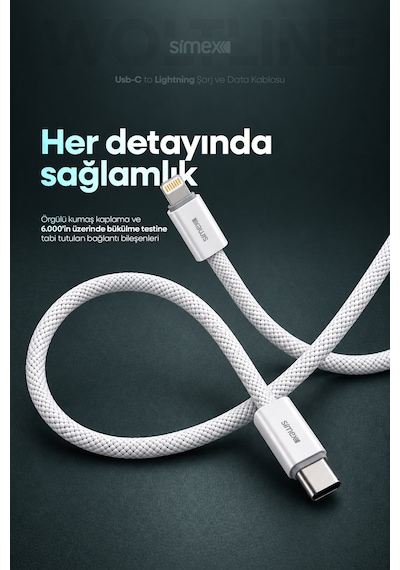 Type-c To Lightning 2 Metre Kablo 30w Pd Hızlı Şarj İphone 11 12 13 14 Uyumlu