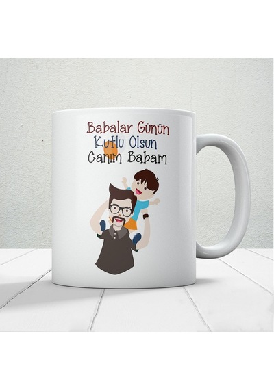 Canım Babam Baskılı Babalar Günü Kupa Bardak Kahve Kupa Bardak-7 Beyaz
