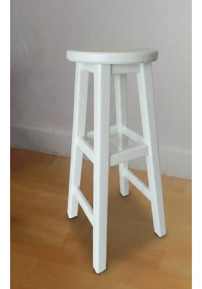 Ahşap Tabure 70 Cm Beyaz
