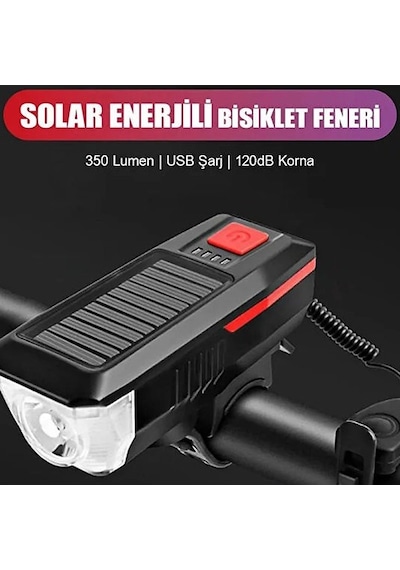 Su Geçirmez Güneş Enerjili Led Işıklı Bisiklet Farı