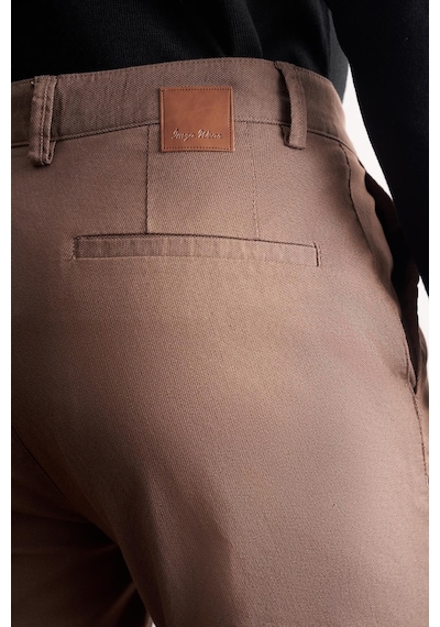 İmza Kahverengi Yan Cep Düz Paça Pamuklu Slim Fit Chino Casual Pantolon 1003255164 Kahverengi