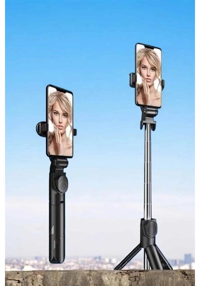 Tripod Kablosuz Bluetooth Bağlantılı Selfie Çubuğu 360 Derece Dönebilen .