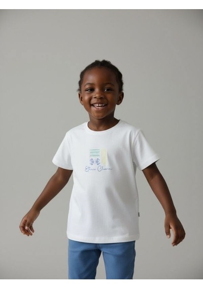 Zekids Kız Çocuk Tasarım T-shirt-17202 Ekru