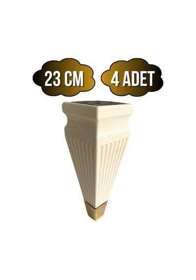 Kule Desenli Krem Plastik Ayak Mobilya Masa Ve Dolap Ayağı 23cm Krem - Altın 4 Adet Krem
