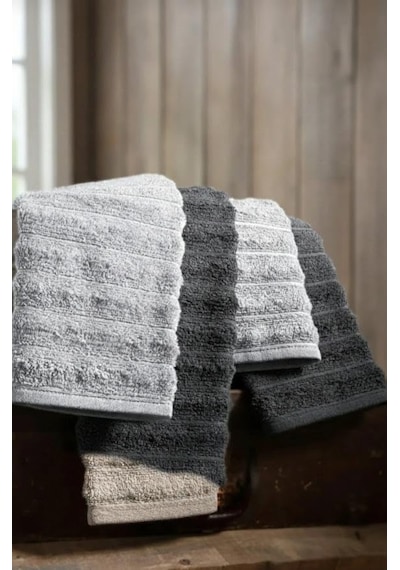 Dalgalı 4 Lü Havlu Seti -%100 Pamuk 2 Adet 70x140-2 Adet 50x90 Modern Ve Lüks Hamam Seti 4 Renk