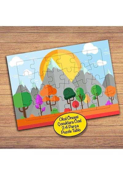 Ağaç Ve Dağ Manzarası Çocuklara Özel Puzzle Yapboz Tablo-203pz