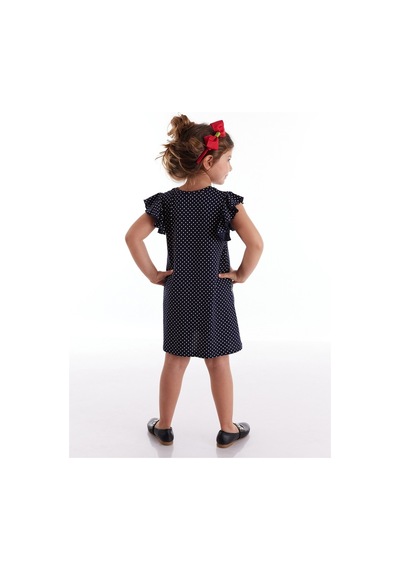 Denokids Mushi Çiçekler Puantiyeli Kız Elbise Siyah