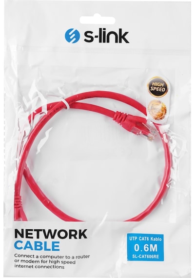 S-lınk Sl-cat606re Cat6 Patch 60cm Kablo Kırmızı 1923