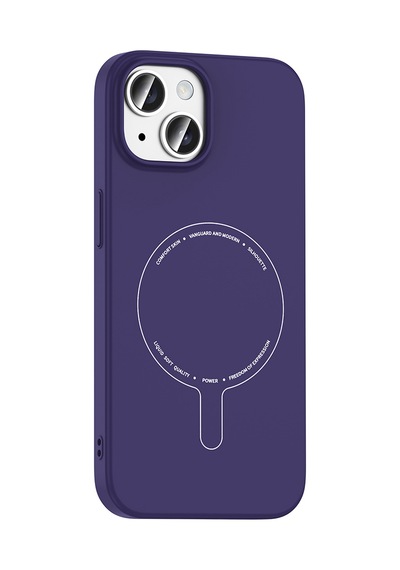Maks Technology iPhone Uyumlu 15 Kılıf M-safe Şarj Özellikli Kamera Korumalı Mkst Elio Sert Pc Kapak - Derin Mor