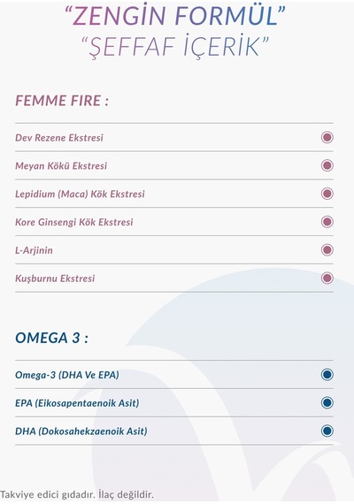 Kadınlara Özel Destek Paketi Omega 3 30 Softjel + Femmefire 30 Tablet