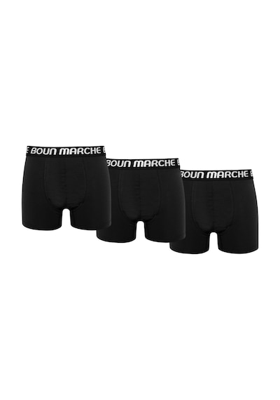 Boun Marche Erkek Boxer Likralı Premium 3'lü Kutu Psico Siyah-3'lü
