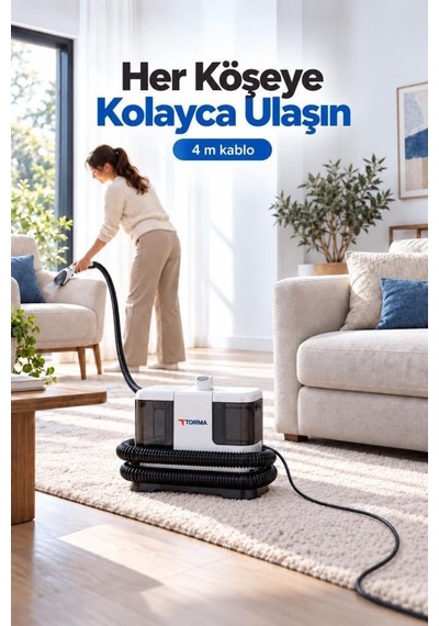 Torima Halı Ve Koltuk Yıkama Halı Temizleme 1ın1 Leke Çıkartma Makinesi Tcc02 Beyaz