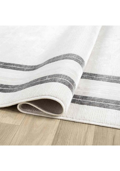 Beyaz Gri Dikdörtgen Bordürlü Modern Halı - Ng5113av