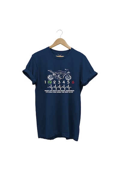 Hearth Beat Pulse Racing Motor Baskılı Tshirt Lacivert