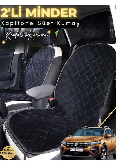 Dacia Sandero 3 Uyumlu 2'li Süet Oto Koltuk Minderi Terletmez Universal Oto Koltuk Kılıfı A2
