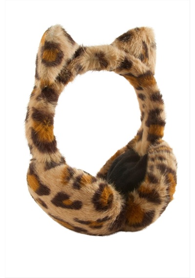 Leopar Desenli Yünlü Kışlık Kulaklık 0494 Kahverengi
