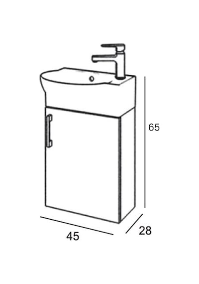 Turkuaz Seramik Cerastyle Küçük Mini Köşe Lavabo 28 x 45 CM Ve Banyo Dolabı